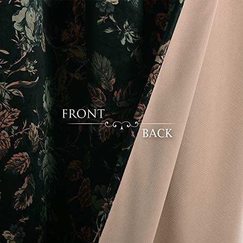 Black Velvets 84 inches Long – 52″W x 84″L (Pack of 2) Floral Black Curtain