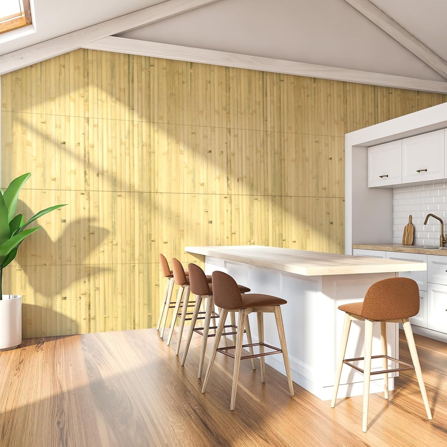 Tropical Bamboo Wall & Ceiling Panel 8 Sq Ft – Natural 1-Pack Decor Solution