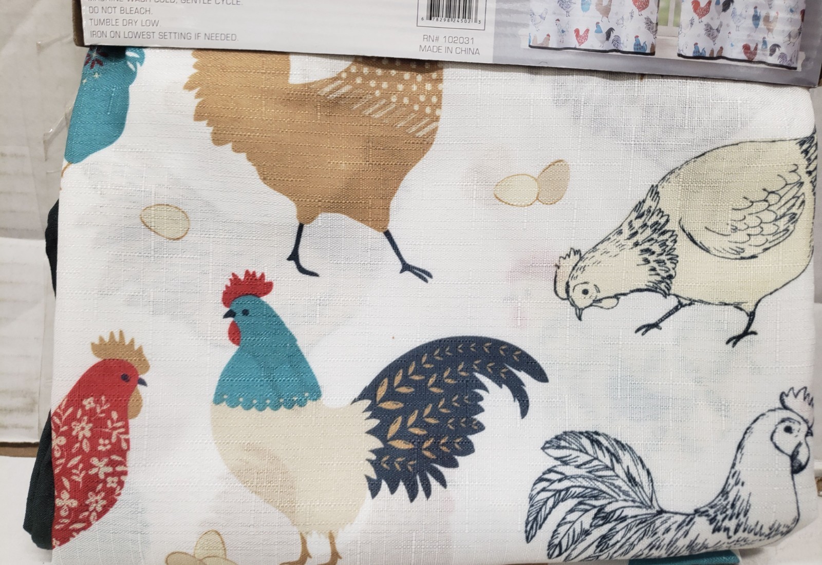 3pc Curtains Set:2 Tiers (28″x36″)& Valance (56″x15″) MULTICOLOR MODERN ROOSTERS