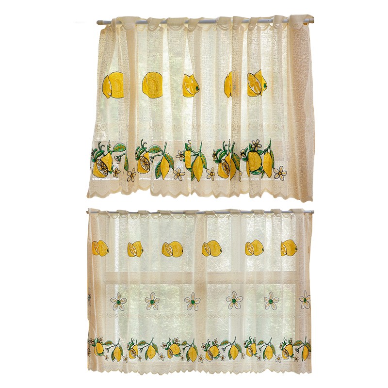 Lemon Embroidery Short Curtain Kitchen Living Room Cabinet Dust Curtain