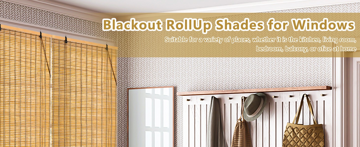 24×72 Inch Bamboo Blinds for Interior Windows, UV Protection Roman Bamboo