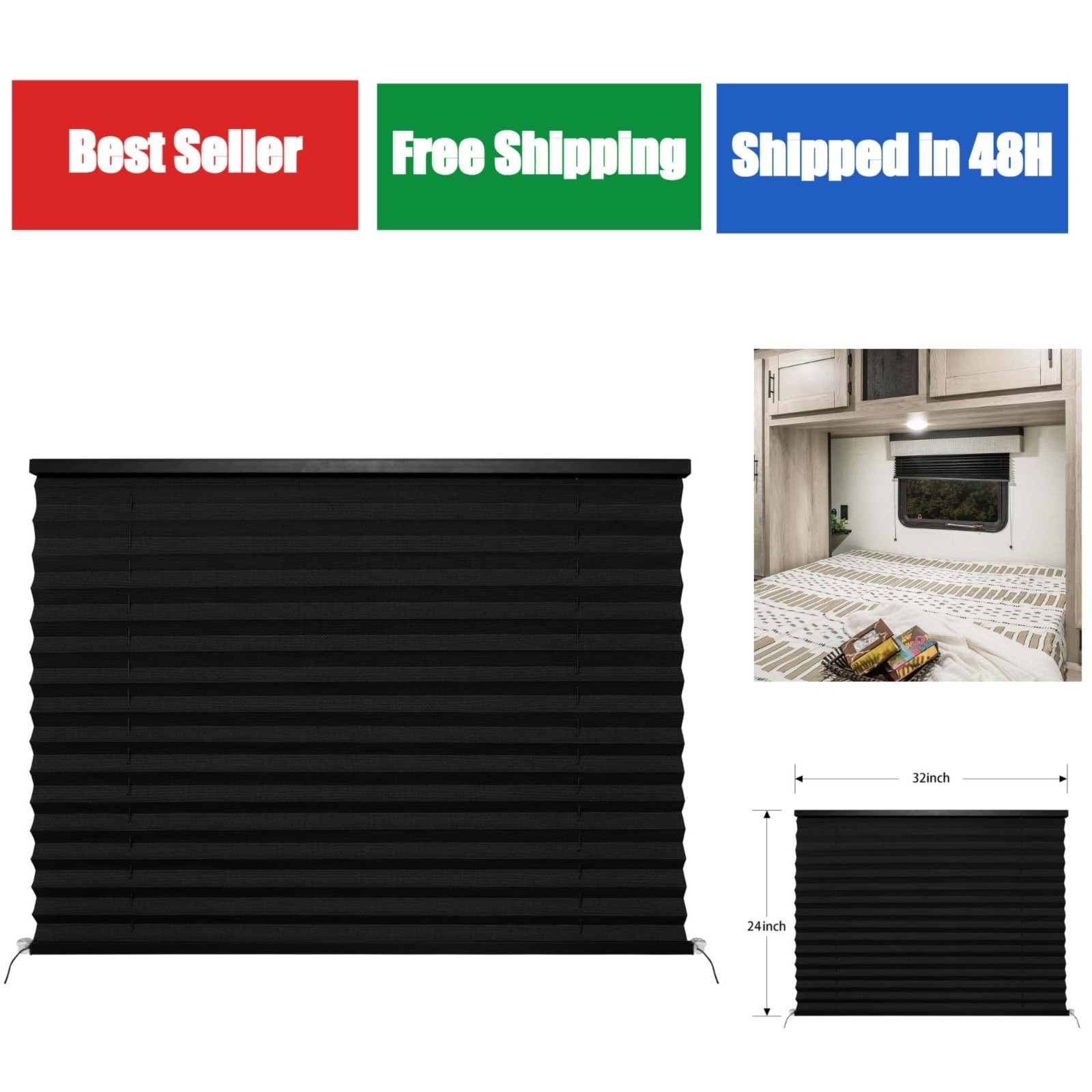 RV Blinds for Camper Window | 32″W x 24″L | UV & Privacy Protection