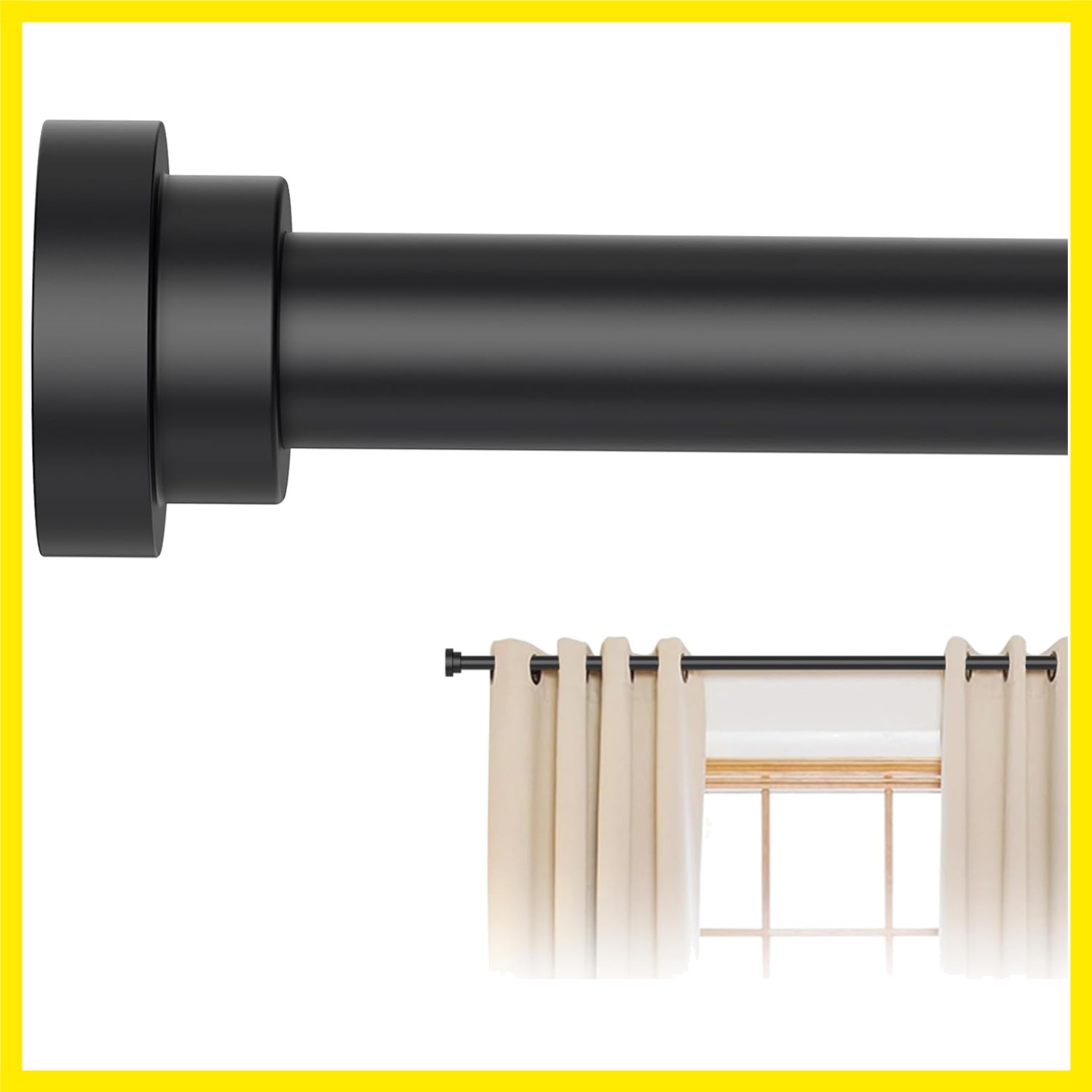 Black Curtain Rods for Windows 28 to 48 Inch, 5/8″ Diameter Heavy Duty Metal …