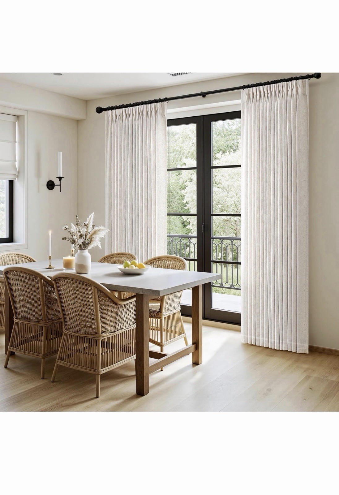 MIULEE 40×90 Beige Linen Blend Light Filtering Back Tab Curtain Panels