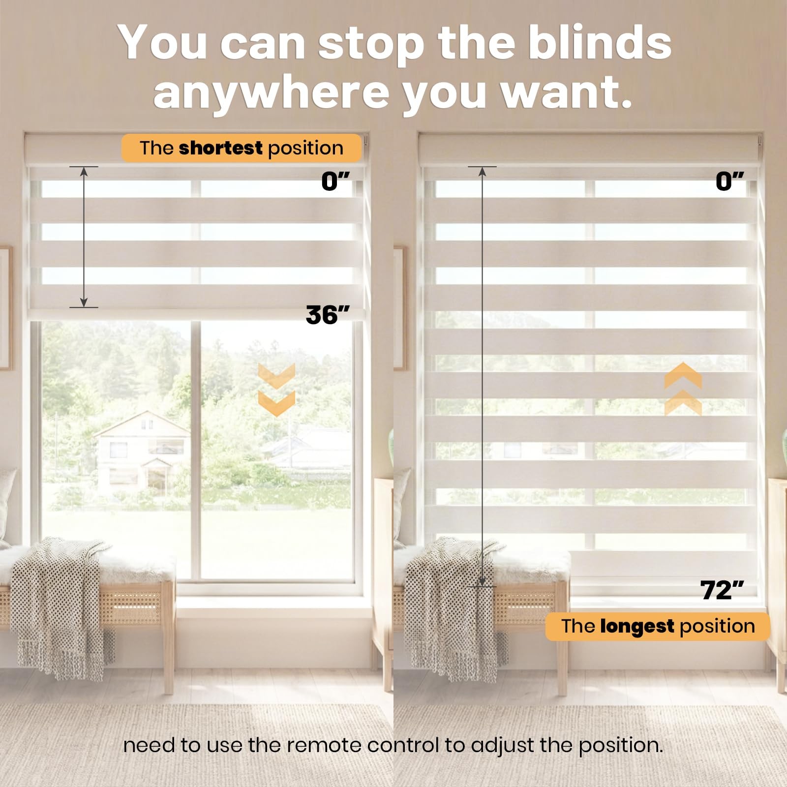 Musclearea Motorized Blinds Remote Cordless Automatic Zebra Shades Smart Blind
