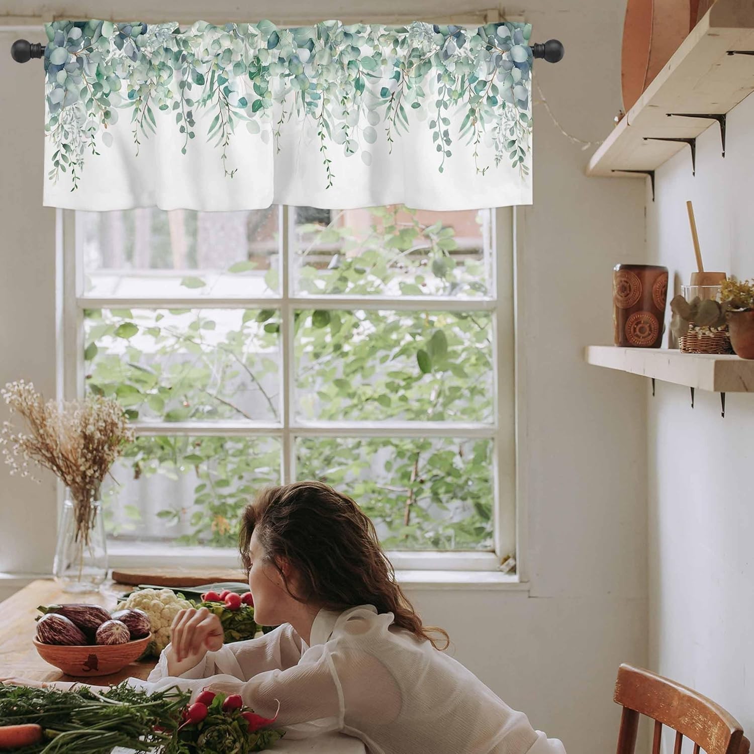 Sage Green Eucalyptus Curtain Valance for Windows Rod Pocket Valance Window T…