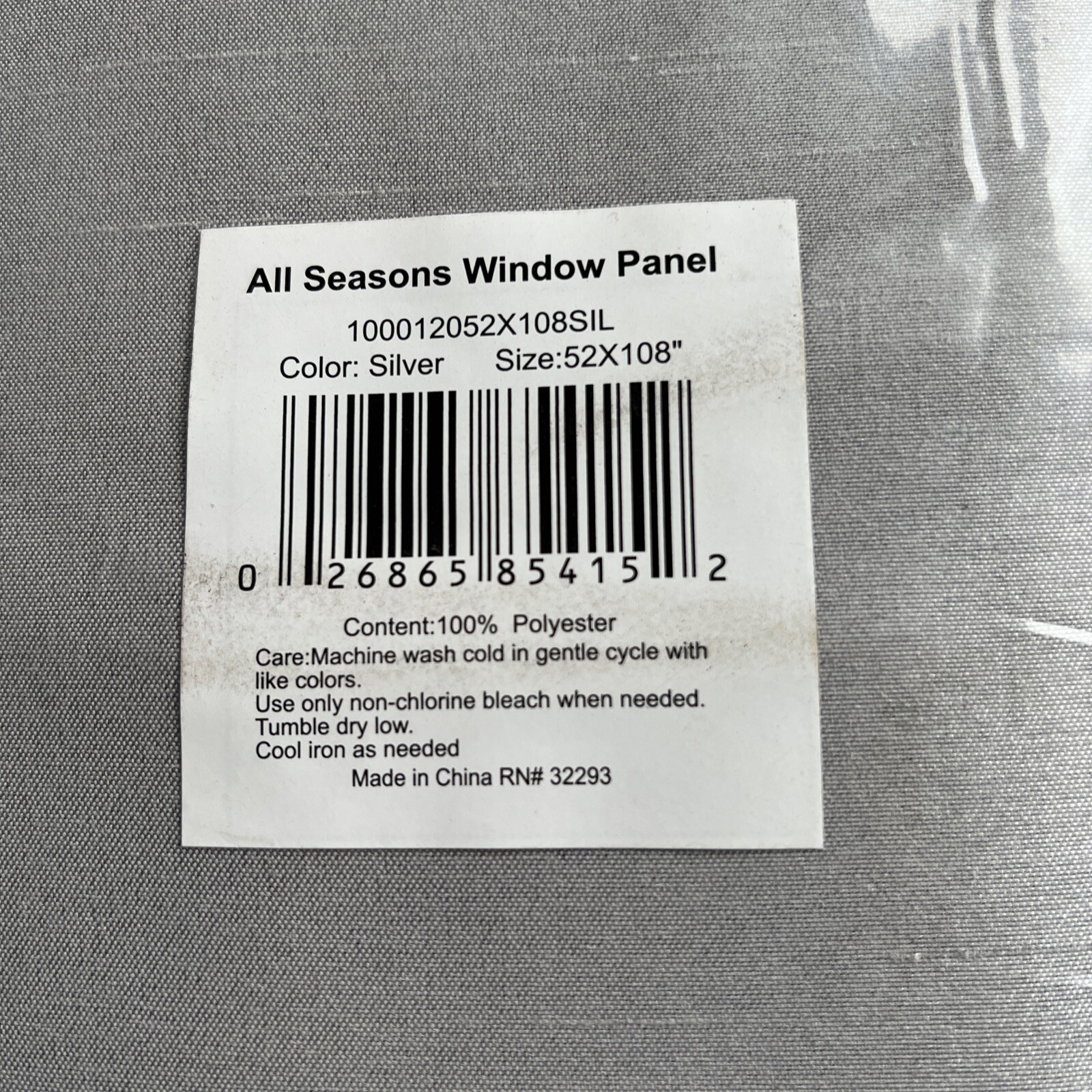 Room Darkening 52”x108”~Window Curtain ~1 Single Panel~All Seasons in Silver~New