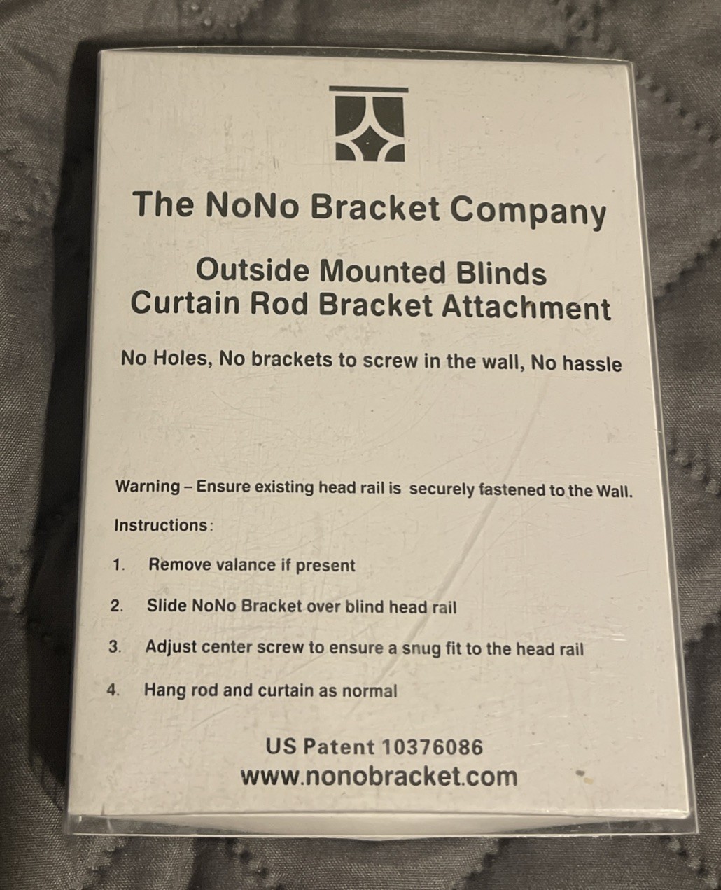 3 (Three) Silver NONO Brackets: Outside Mounted Curtain Rod On Vertical Blinds