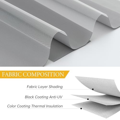 Light Filtering Roller Blinds – Grey Dual Layer Window Shades, 32″ W x 72″ H, Ea