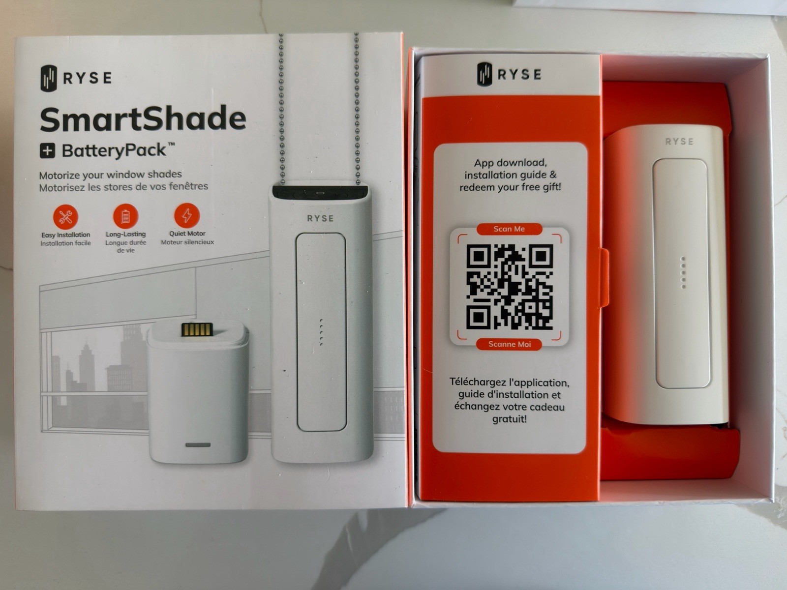 RYSE SmartShade Motorized Roller Shade Controller BatteryPack Smart Home White