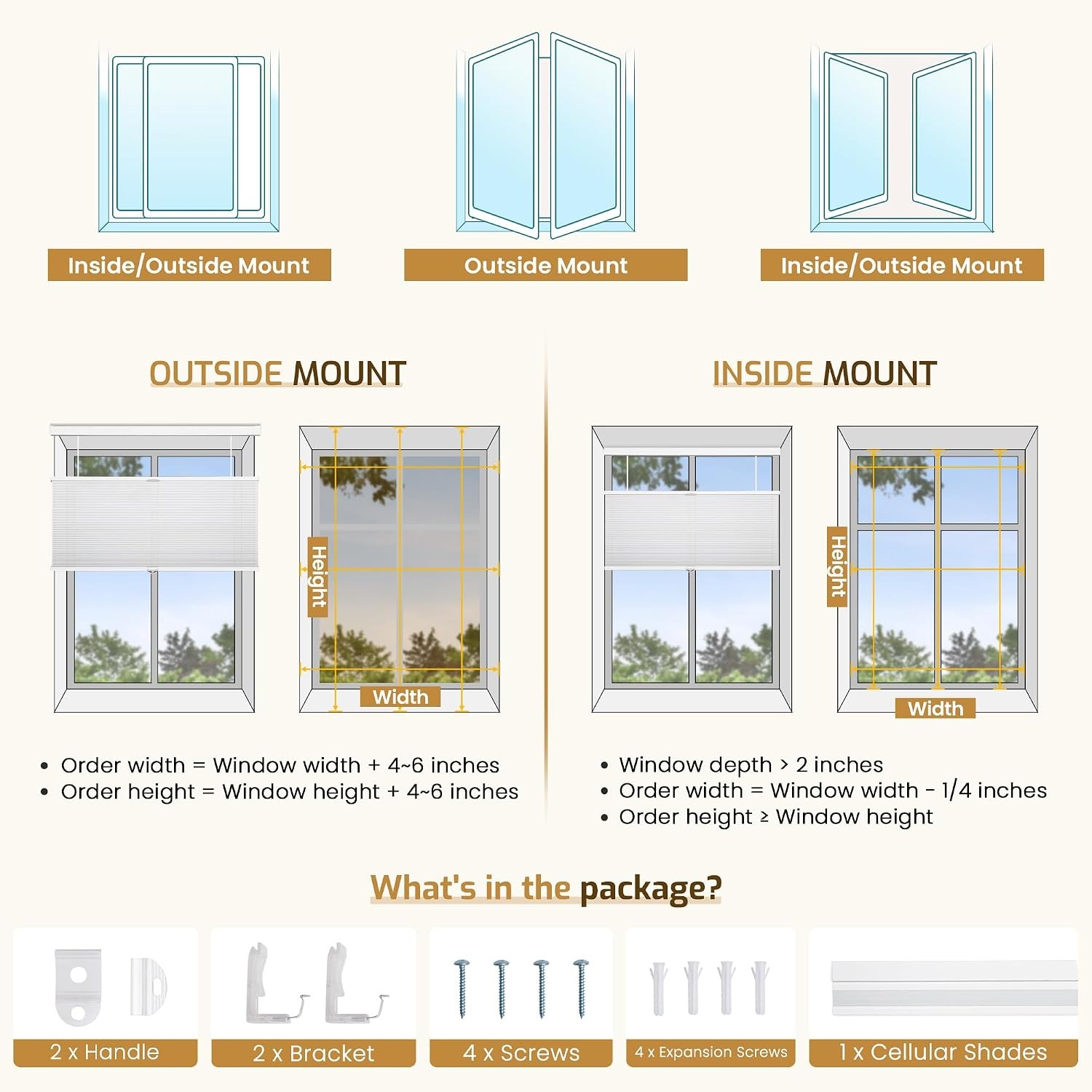 Down Bottom Up Cellular Shades Cordless,35″ W x 36″ H,Pull Down Honeycomb Blinds