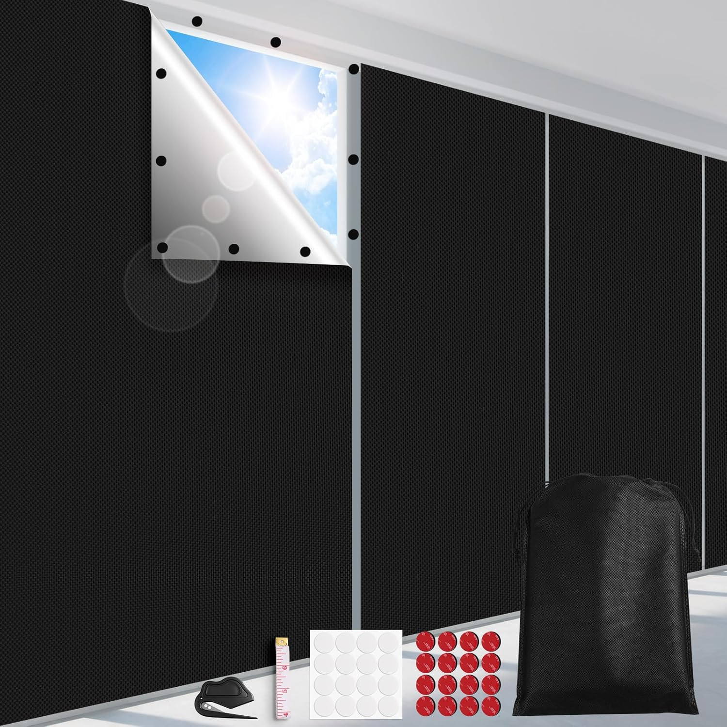 100% Blackout Curtains, 57″X 118″ Portable Black Out Window Cover | Blackout Win