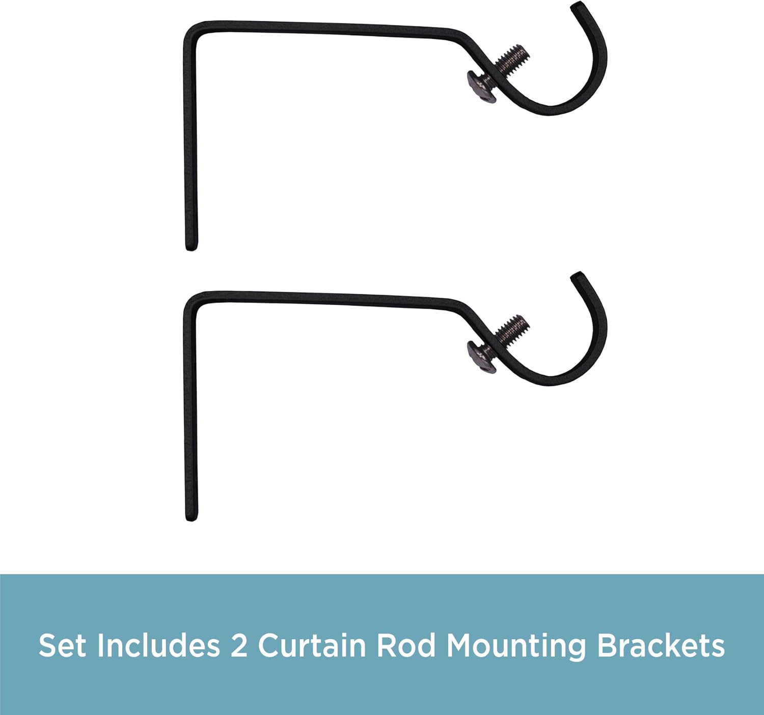 5/8″ Diameter Curtain Rod Mounting Brackets, Set of 2, Black