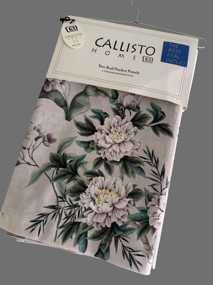 CALLISTO Window Curtains 2 Panels 38 X 84″ Heron Birds Drapers Back Tab Grey
