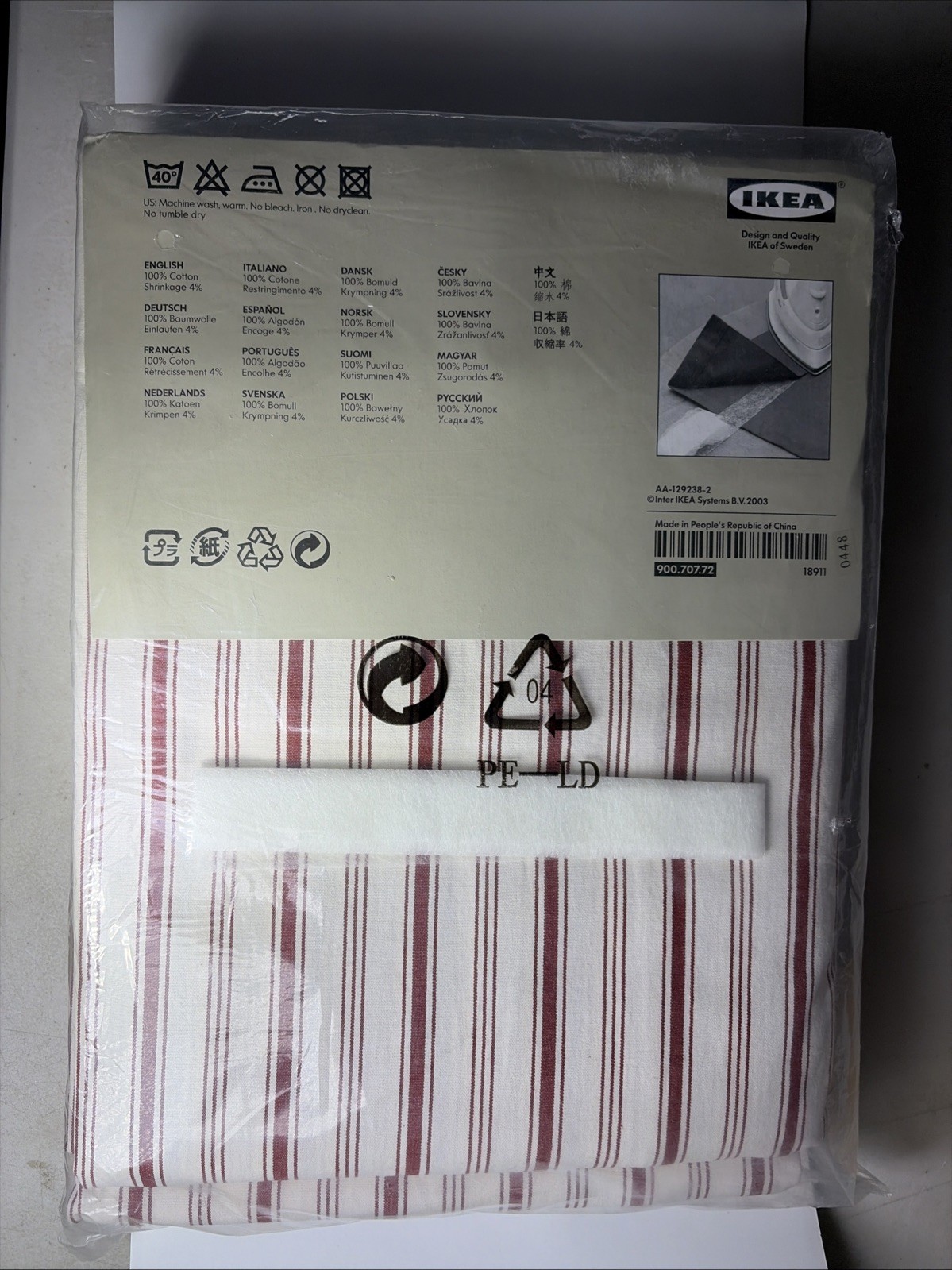 IKEA ALVINE SMAL Curtain Panels Red White Striped 57×118” Set of 2