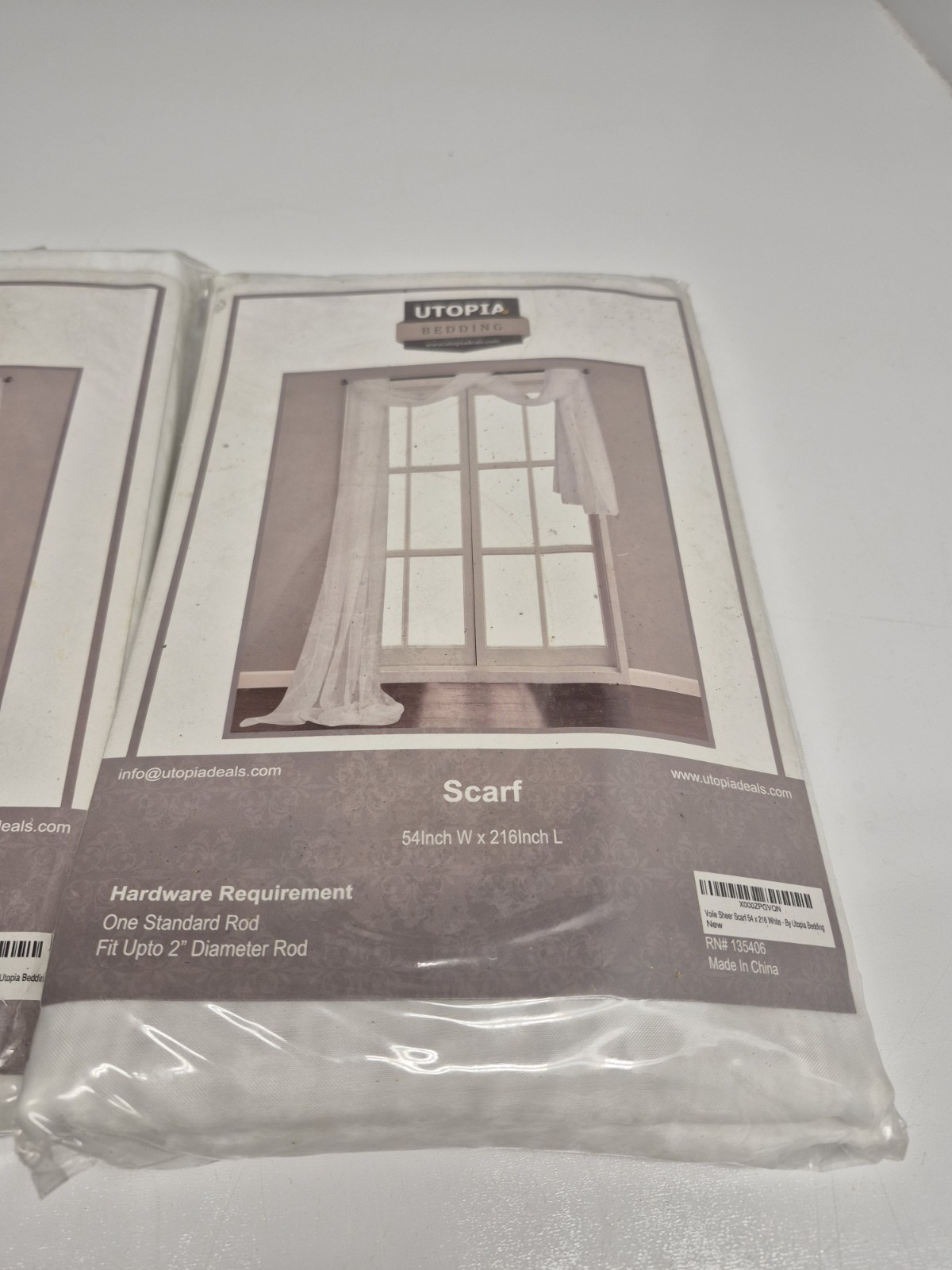 2 Utopia Bedding Premium White Sheer Scarves Sheer Window 54 by 216 White