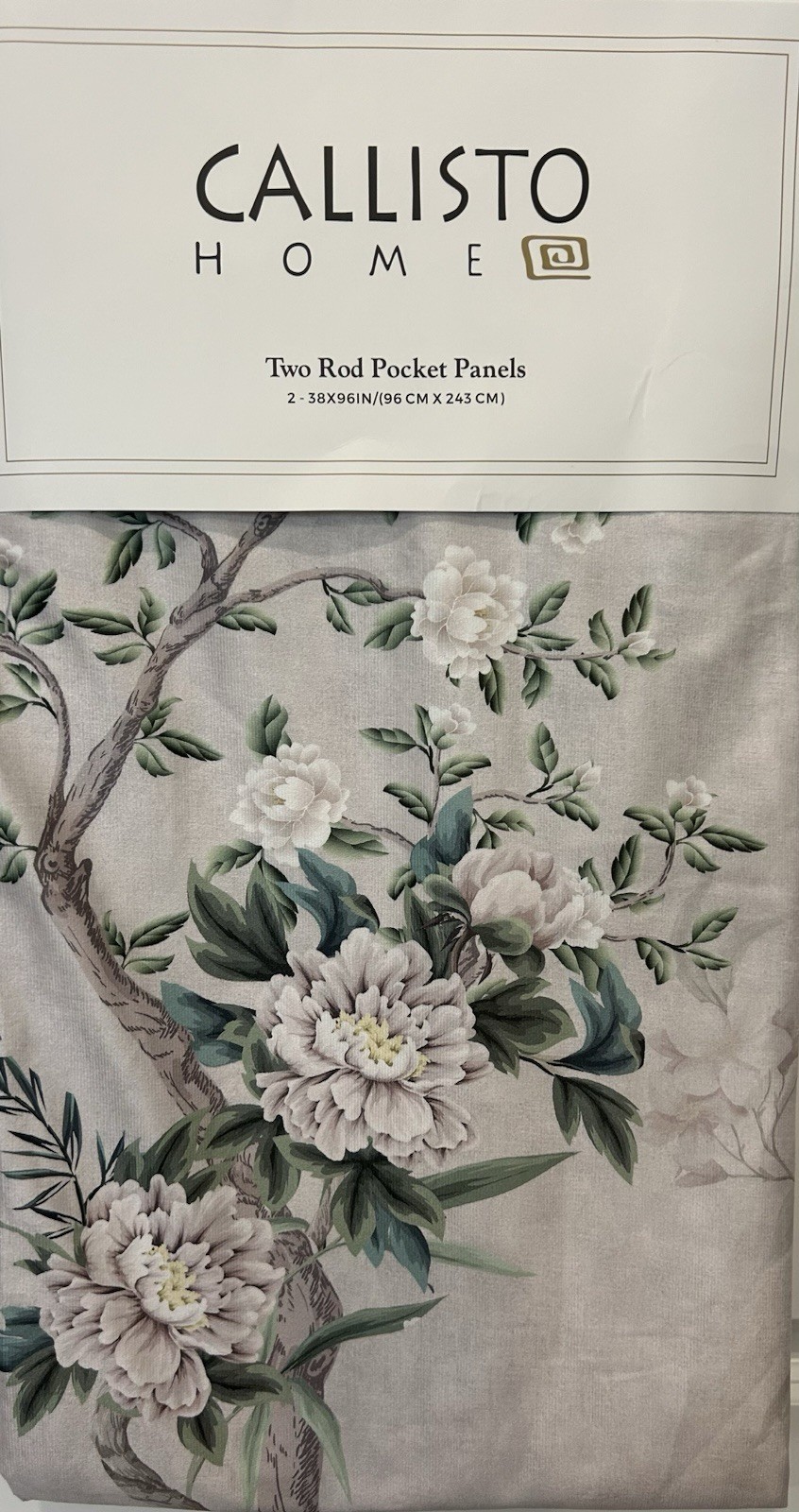 Callisto Home Heron Bird Window Curtains Panels 38 X 96 Pair Drapes Blush Scroll