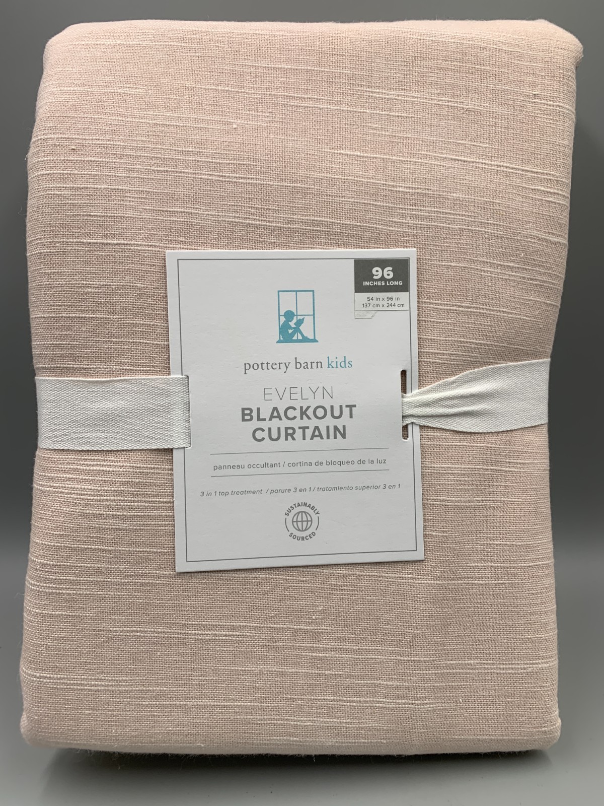 Pottery Barn Kids Evelyn Linen Blackout Custom Curtain Blush 54″ x 96″ #R91Y