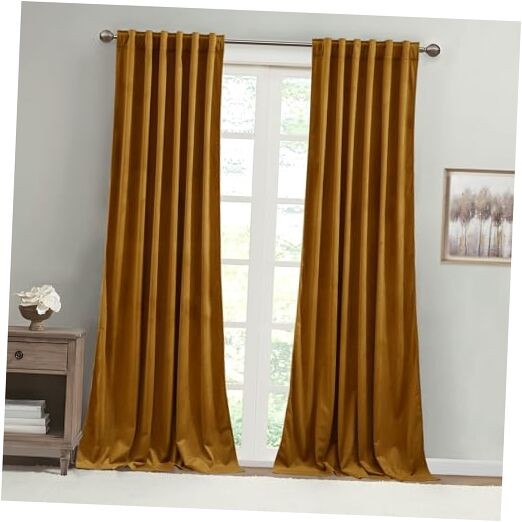 Gold Curtains with Back Tab & Hook Belt, 52″W x 84″L (Pack of 2) Mustard Gold