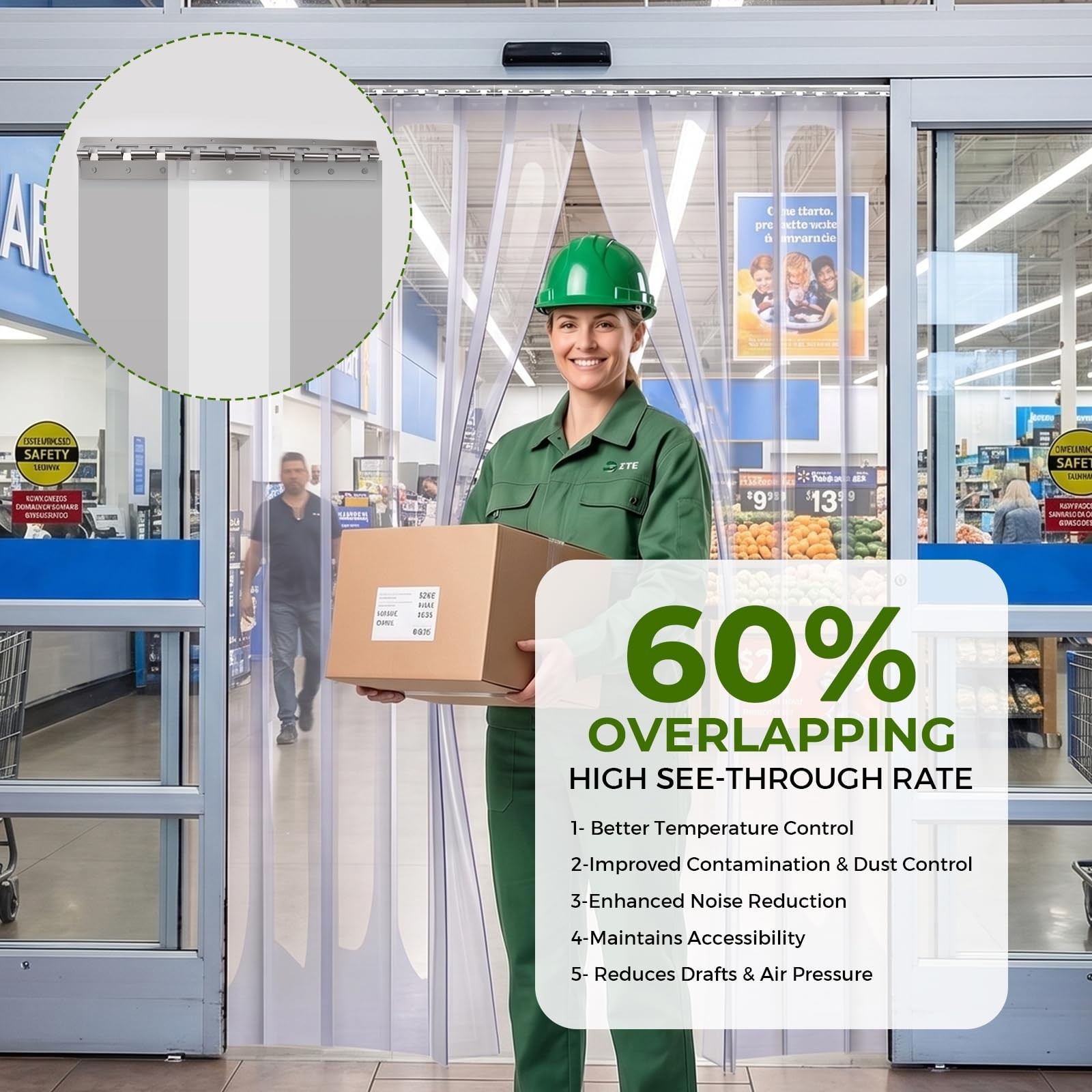Heavy-Duty Clear PVC Strip Door Curtain 36×84″ Waterproof for Cooler, Freezer, G