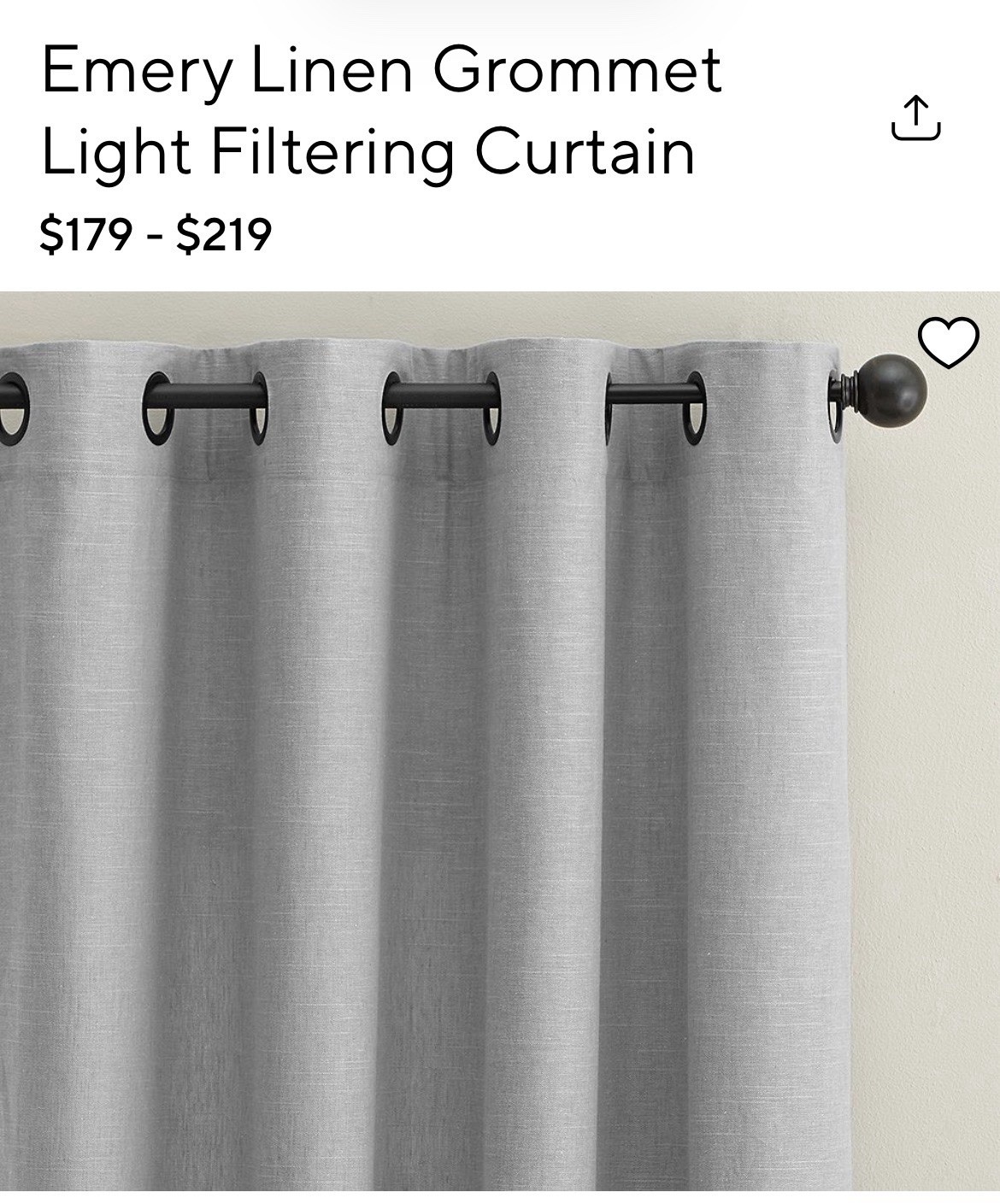 Pottery Barn Emery Grommet 50x84in Cotton Lined Curtain – Flagstone – 2 Panels