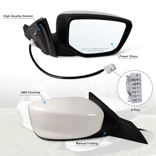 Right Passenger side Mirror Fits 2013-2017 Honda Accord R-3Pins White