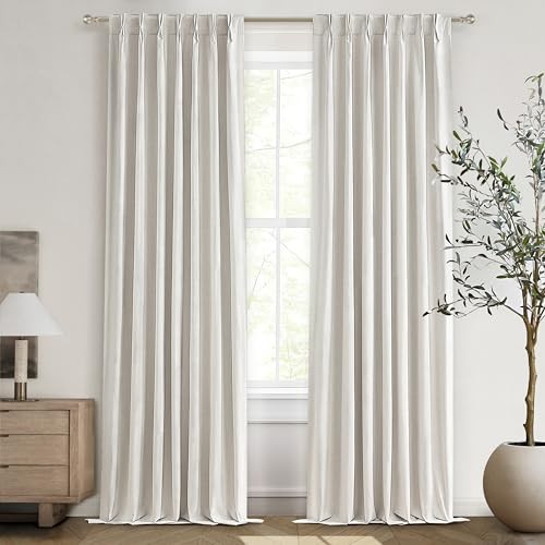 Neutral 10 ft Blackout Curtains 120 Inches 40″W x 120″L (Pack of 2) Birch