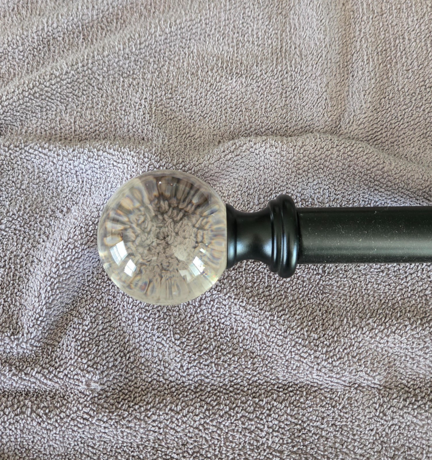 BED BATH & BEYOND BRONZE CRYSTAL ROUND FINIALS for 1 1/4″ CURTAIN ROD-SET OF 4