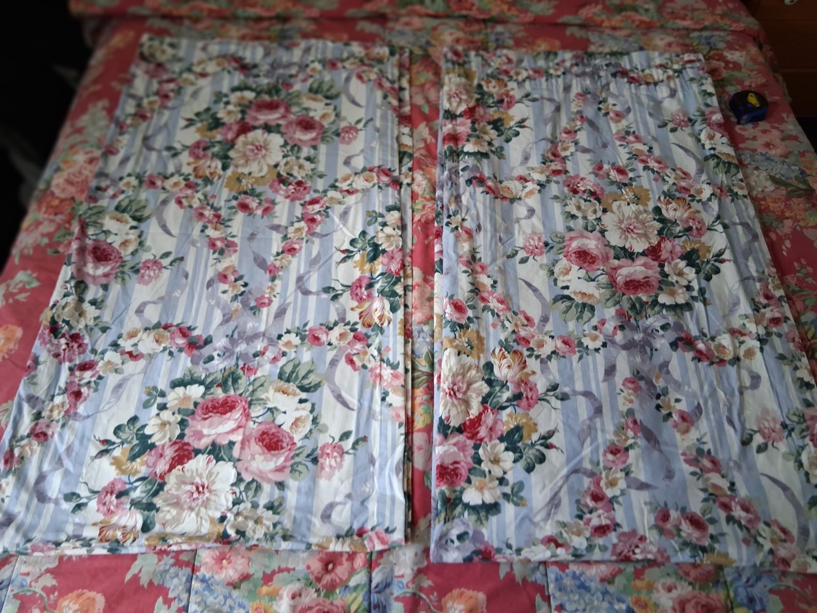 Waverly Hatfield Rod Pocket Drapes-Vintage-Ready to Hang-2 pairs available