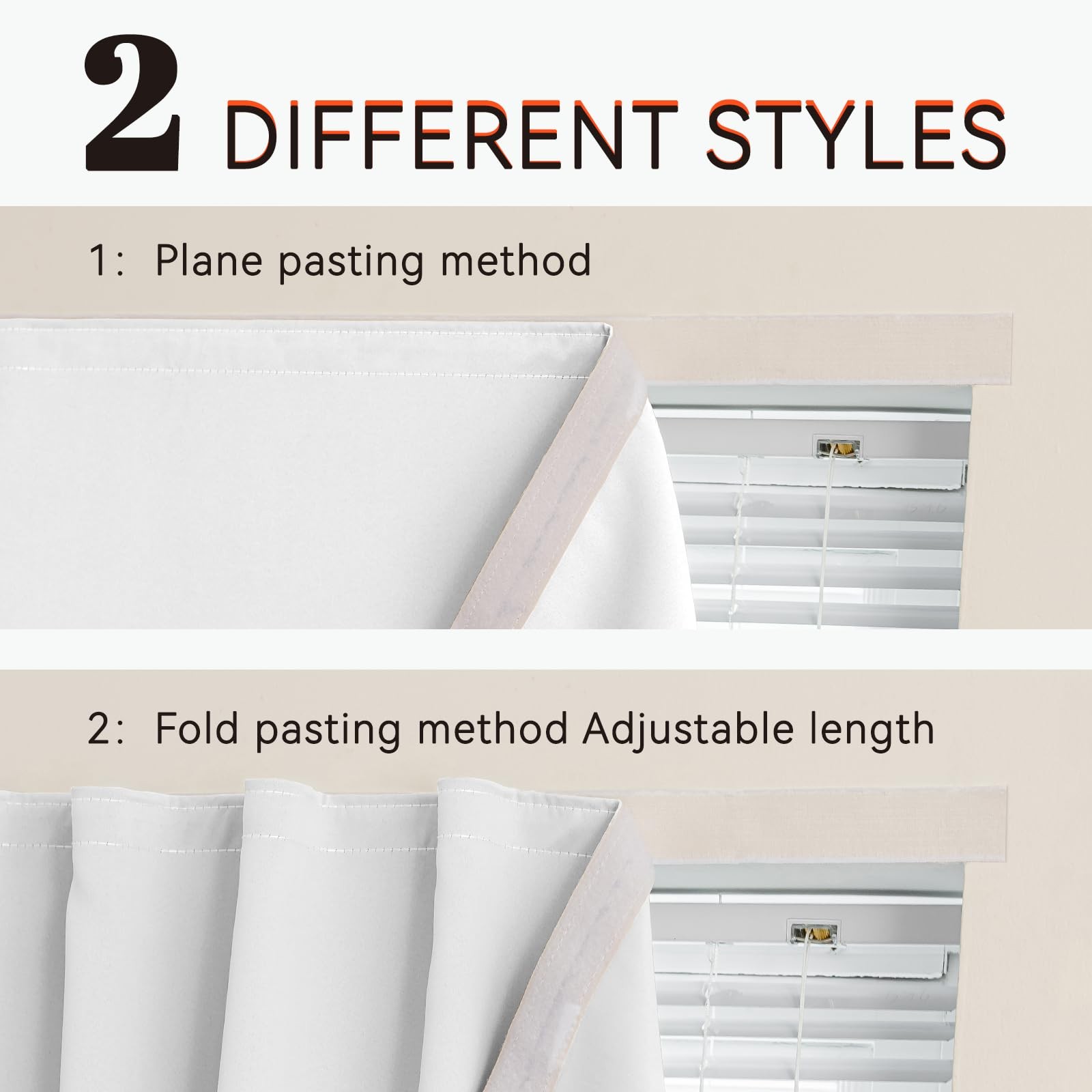 Jilron White Adhesive Blackout Curtains 47×71