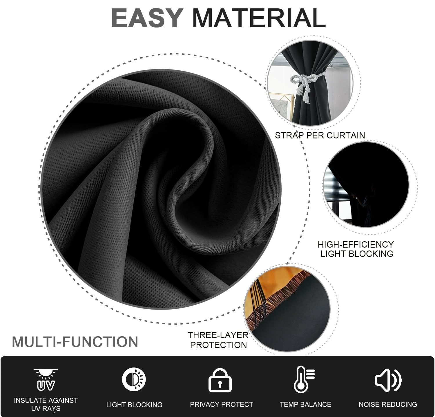 Self Adhesive Curtains No Drilling, No Rod, Easy to Install Blackout Curtain…