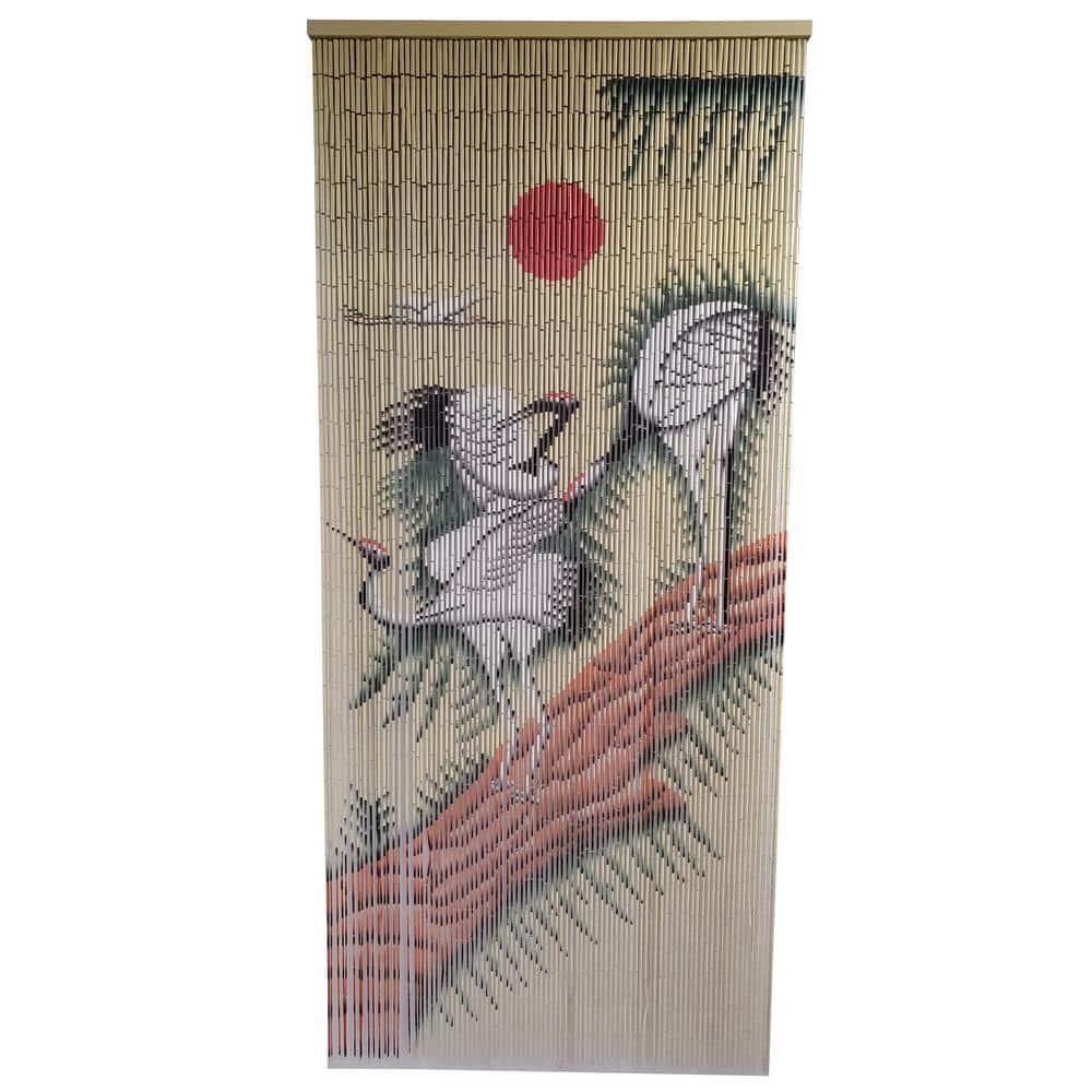 MGP Bamboo Curtain Crane Dance Beaded Multicolored Handcrafted 36 in W x 78 in H
