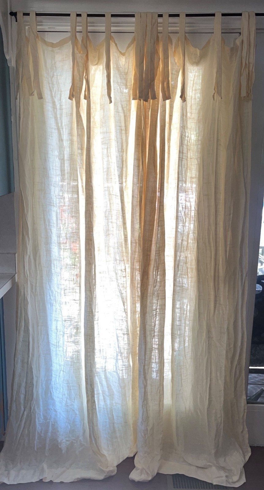 Allen & Roth Ivory Curtains Linen Rayon 2 Panels Casual Tie Option Drapes 86×52″