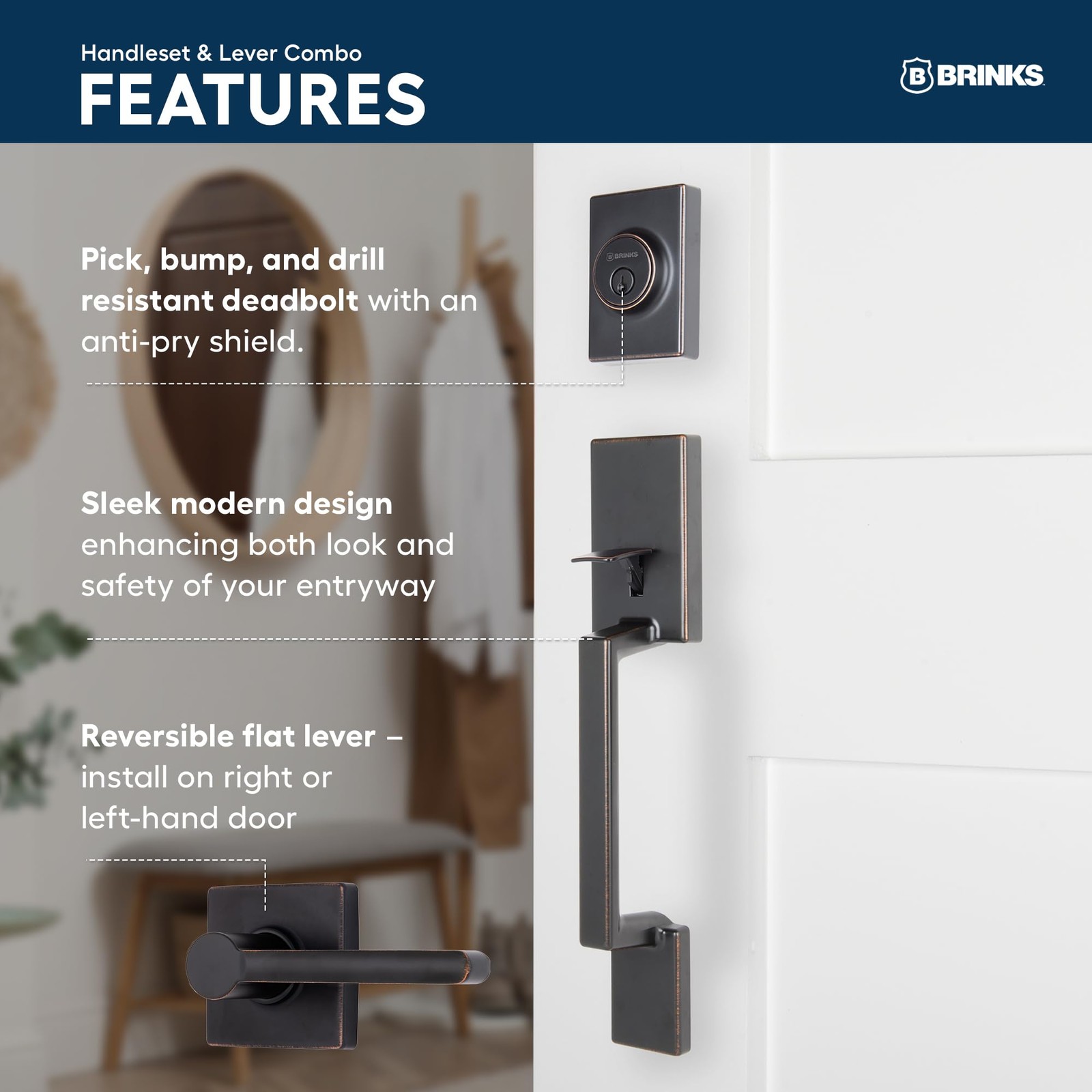 Brinks Contemporary Keyed Entry Door Handleset Lever And Deadbolt Modern Front