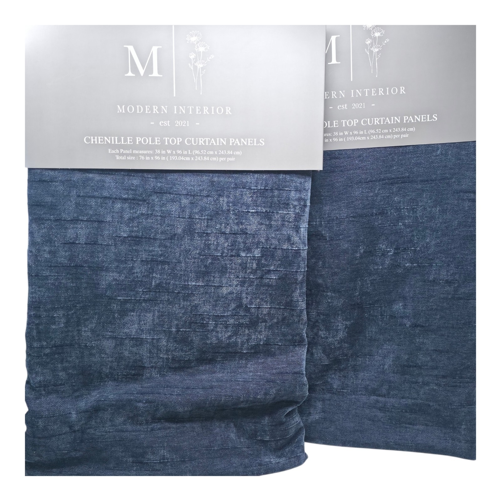 Modern Interior Chenille Rod Pocket Curtains Set 4 38×96 Regal Blue Opaque