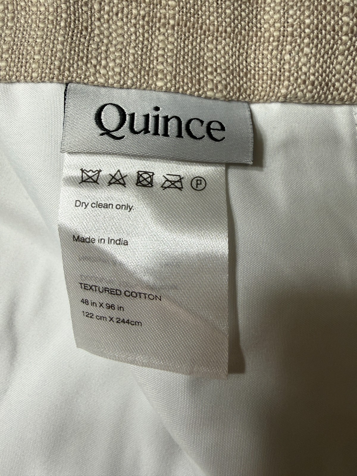 QUINCE Textured Cotton Light Filtering Curtain Panel 48×96 B106 Natural NWOT