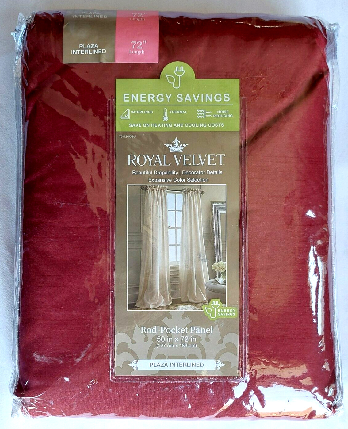 Royal Velvet Plaza Interlined Claret Red Rod-Pocket Panel 50″x72″