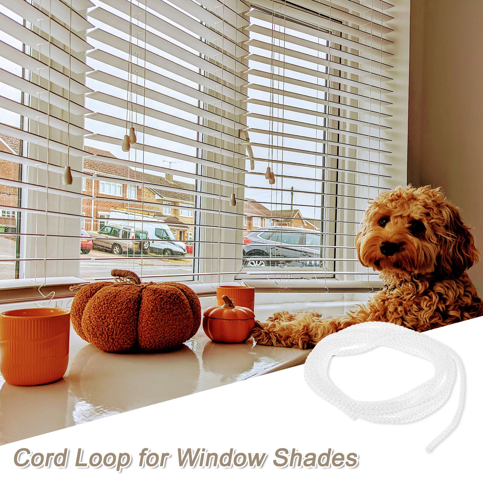 Cord Loop for Window Shades, 2.5mm 6Ft Window Blind Looped String, White