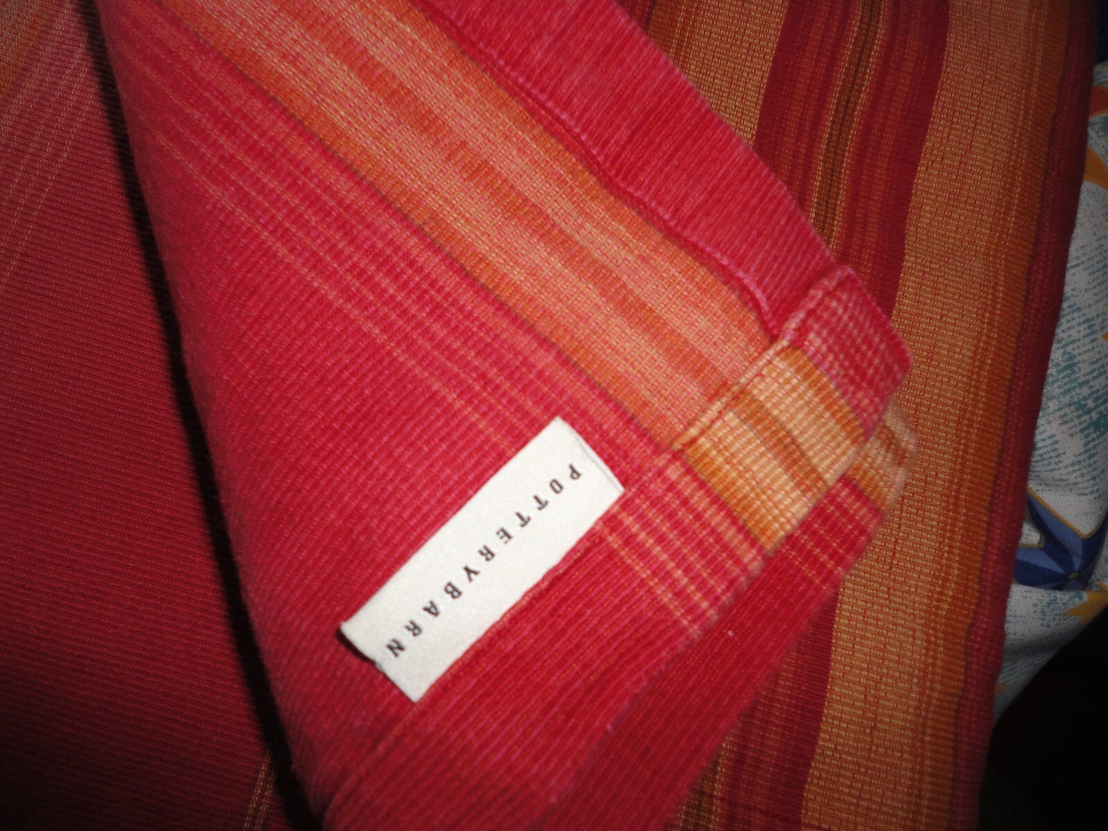 POTTERY BARN HARRISON RED GOLD RUST STRIPE (3) DRAPERY CURTAIN PANELS 53X78, 80