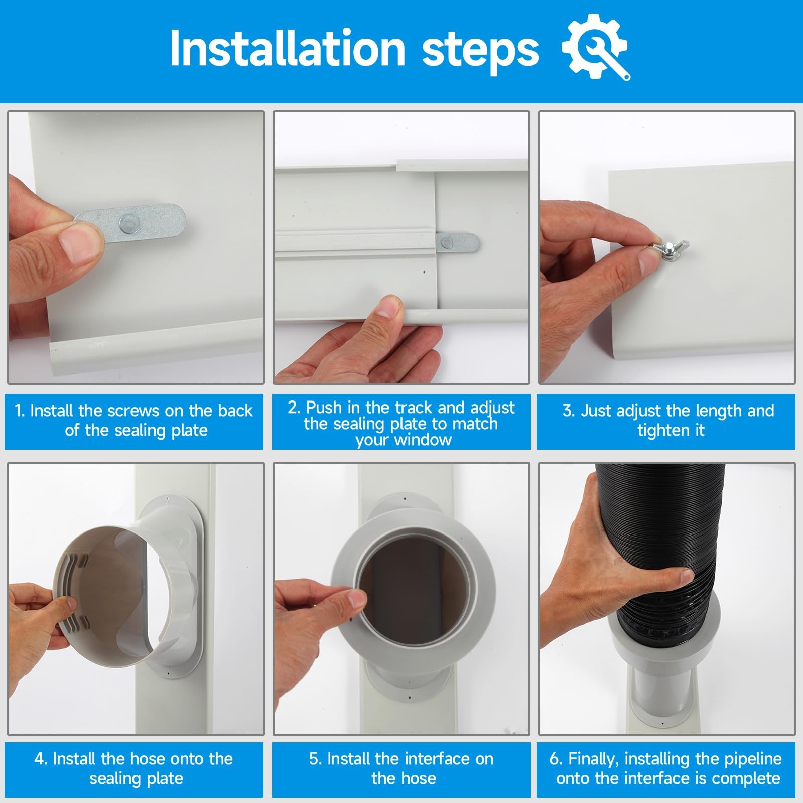 BAFOLLGY Window Dryer Vent Kit, Fit for Sliding Windows,for 4”/5”/6” Gray