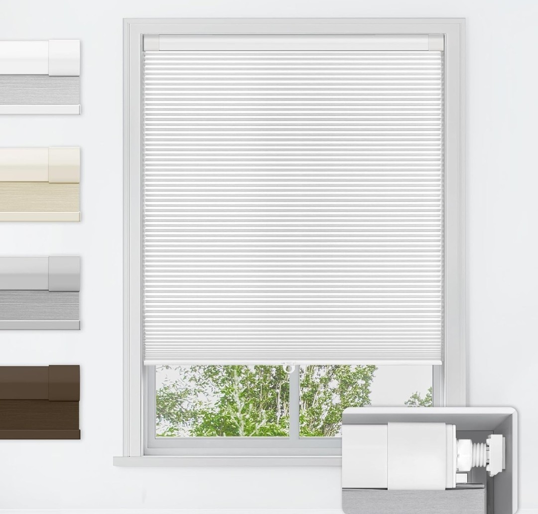 Lazblinds No Drill Cellular Shades, 41″ W x 64″ H, White