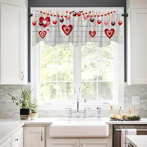 54×18 Inches Brick Wall Lamp String Valentine’s Day Window Treatment White