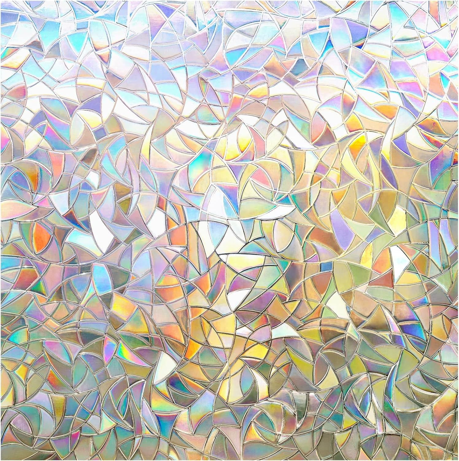 Non-Adhesive 3D Rainbow Window Film, UV Protection, Easy Install, 17.5 x 78.7