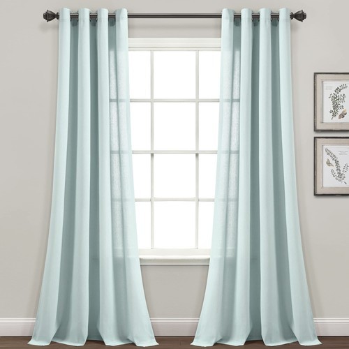 Set of 2 Sky Blue Curtain Panels With Grommet Heading 18” Wide x 84” Long
