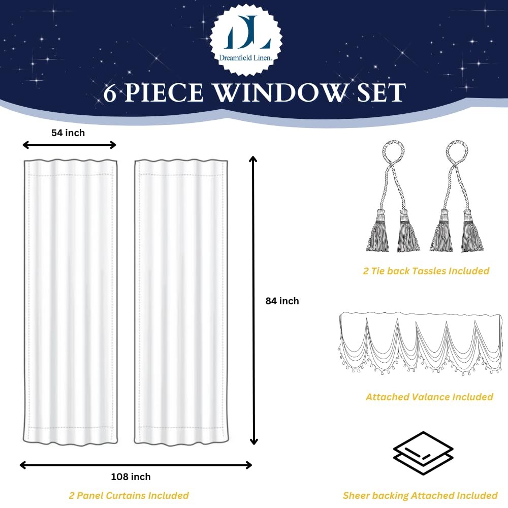 Jacquard Window Curtains For Living Room And Bedroom 54 W X 84 L Inches 2 Panel