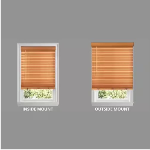 CUSTOM SIZE Cordless Faux Wood Blinds for Windows with 2.5 in. Slats