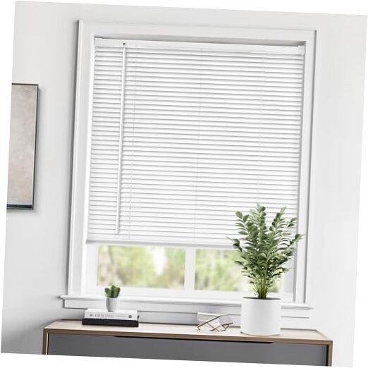 Cordless 1″ Vinyl Mini Blinds for Indoor Windows – Light 29″ W x 72″ H White