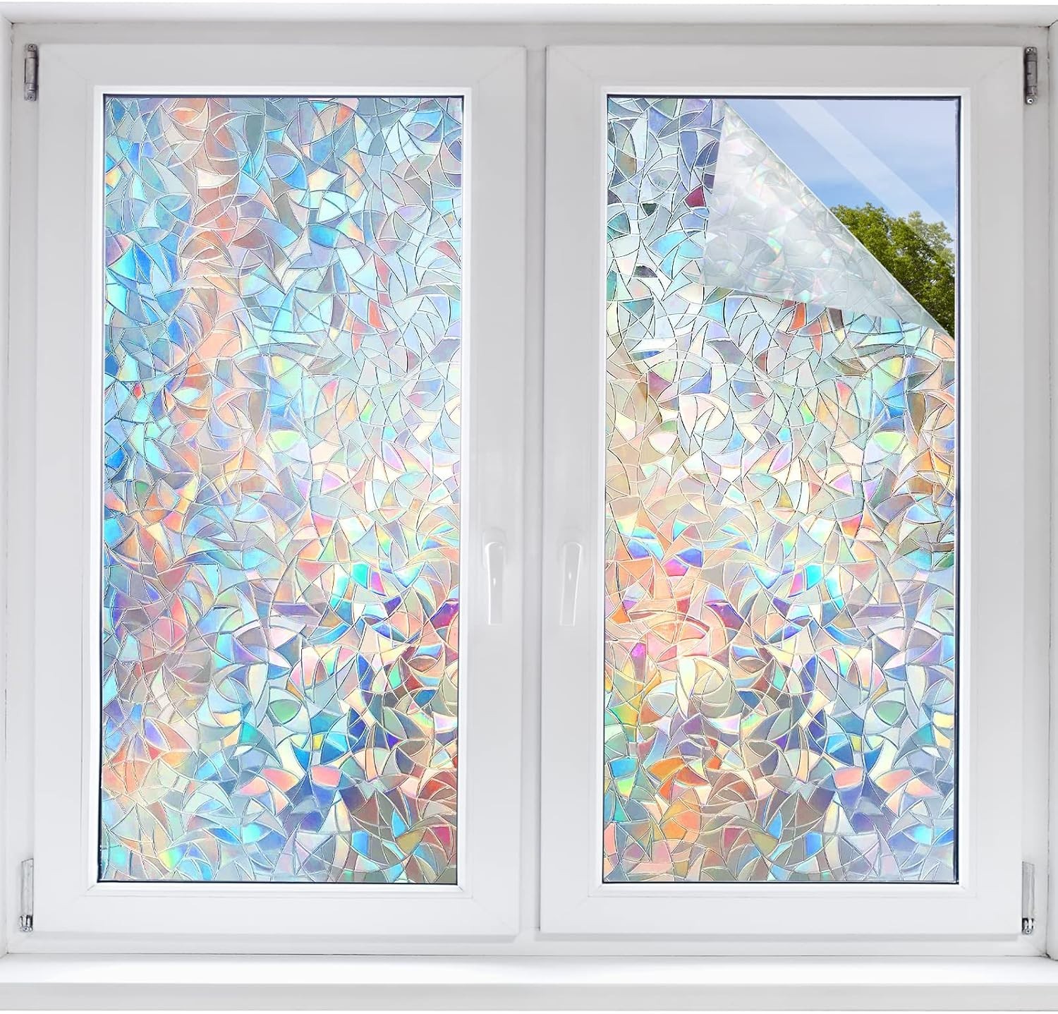 STATINT Stained Glass Window Privacy Film,UV Blocking Window Clings,Rainbow S…