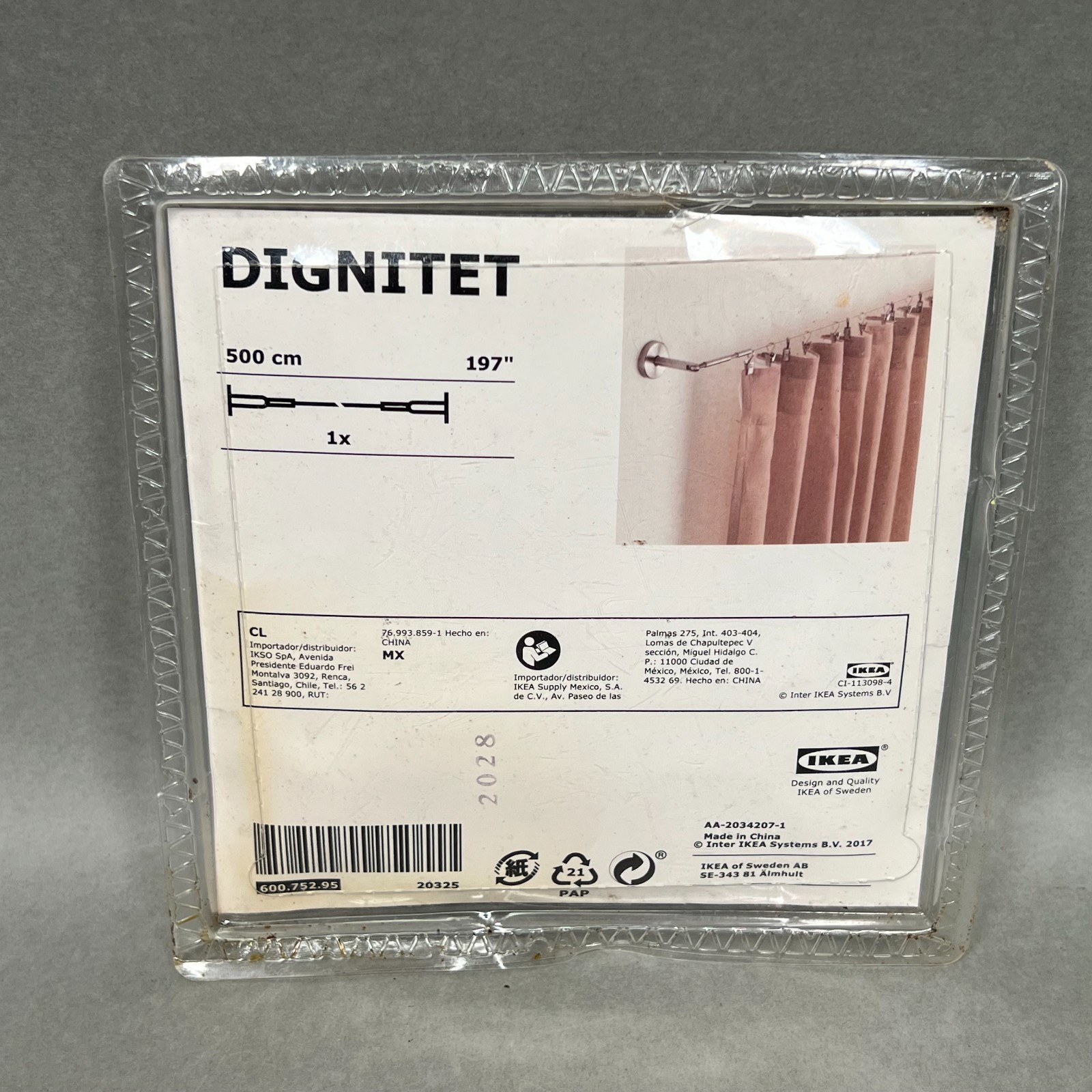 Ikea Dignitet Curtain Wire Rod Set Stainless Steel 600.752.95 Sealed 5m/197″ New