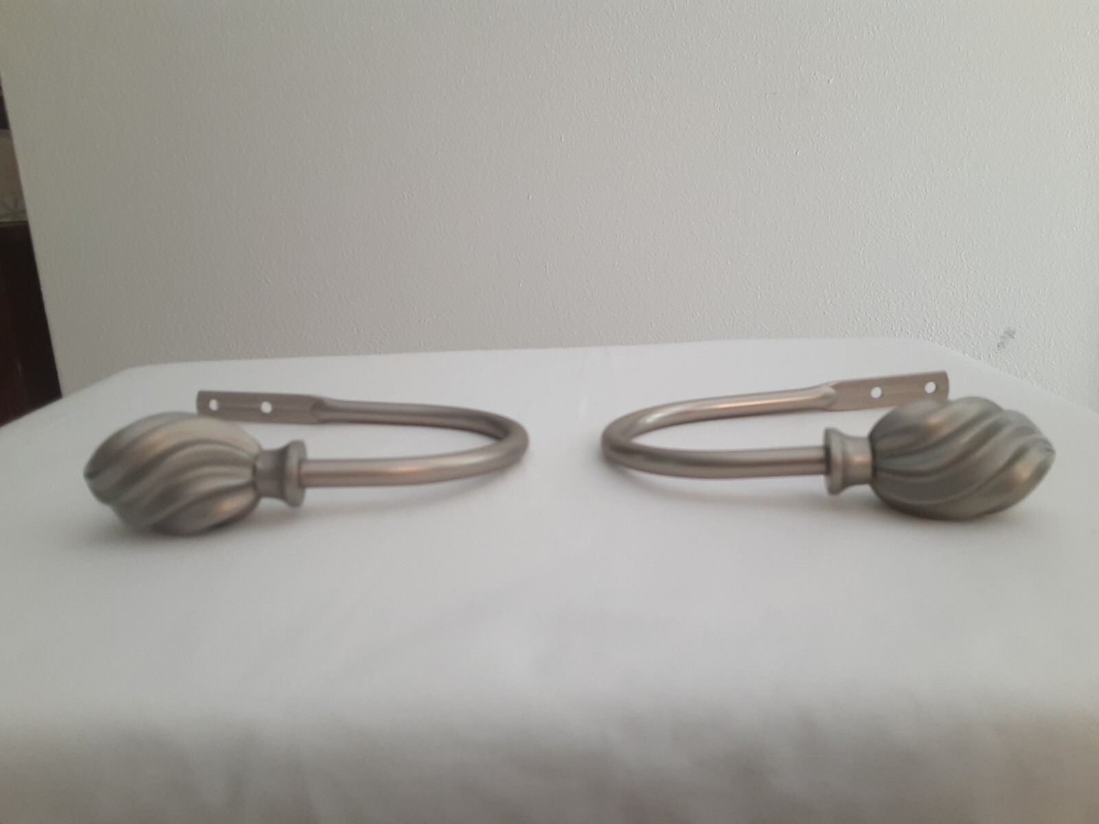 Holdbacks Satin Nickel Twist 1 1/4 inch (one set) New in Box